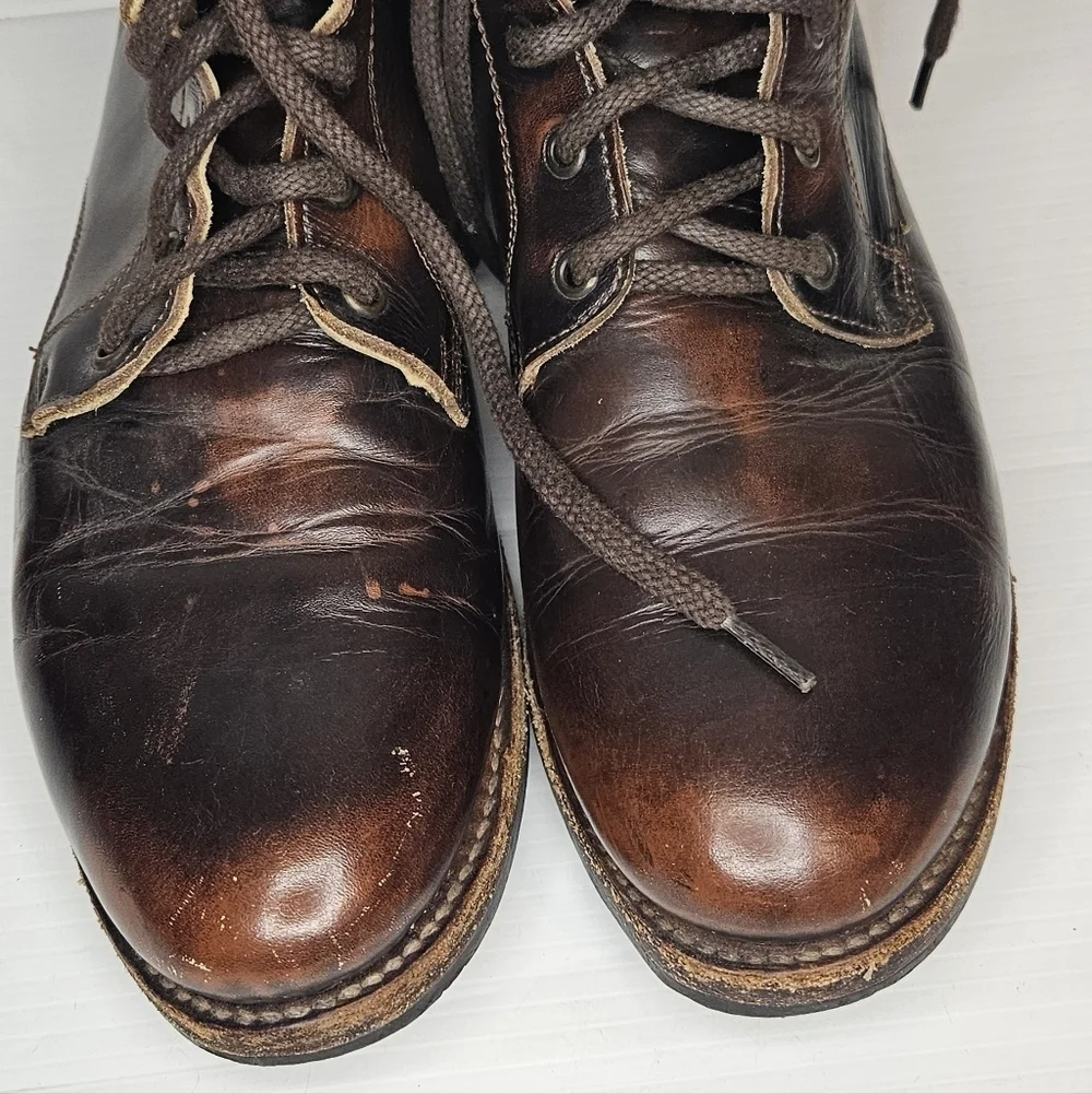 BED|STÜ Cobbler Series Men’s Two-Tone Brown Leather Lace-Up Boots – Handcrafted